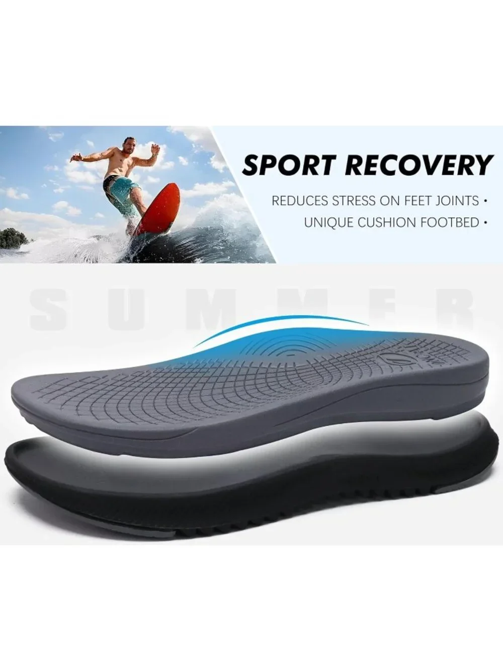 Men's Grey Orthopaedic Flip Flops Walking Sandals with Arch Support Sport